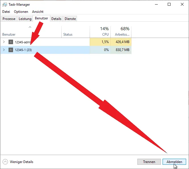 Taskmanager-abmelden