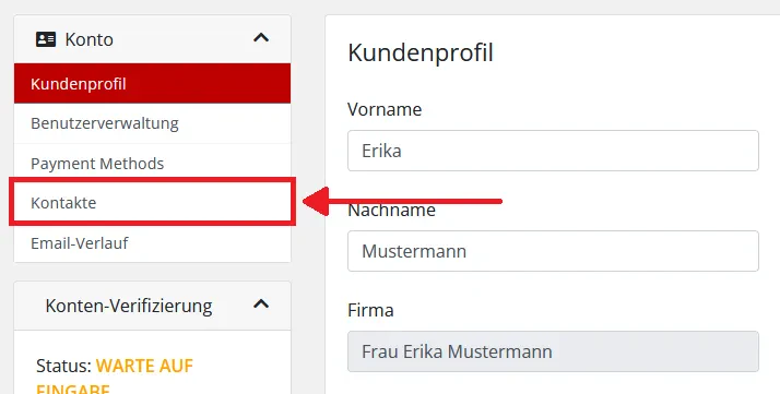 Klicken Sie auf Kontakte