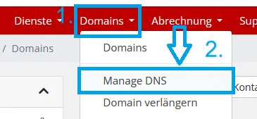 Öffnen Sie die CMO DNS-Verwaltung Ihrer Domain
